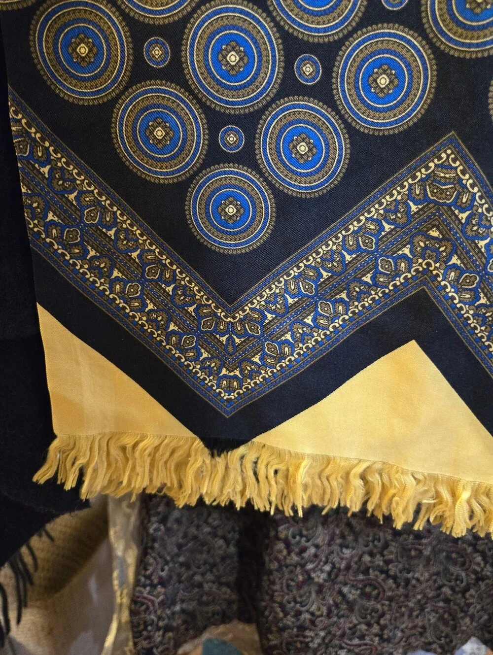 Black & Yellow Patterned Silk Scarf